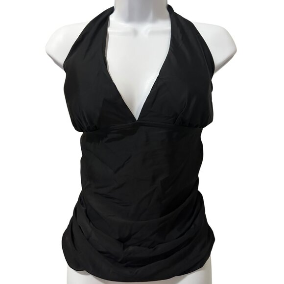 Women's Plus Size Ruched Black Tankini Swimsuit Top Size 18 - Picture 4 of 12